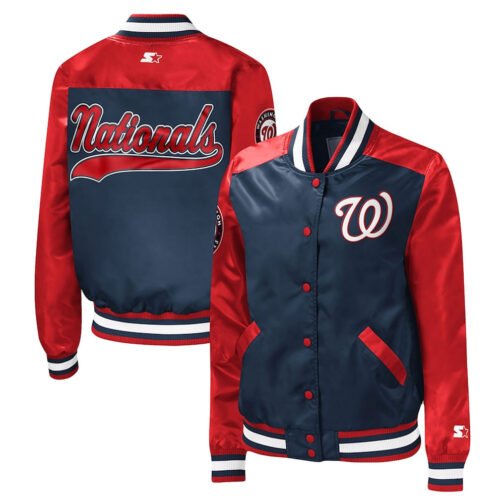 The Legend Washington Nationals Blue and Red Satin Jacket - Image 3