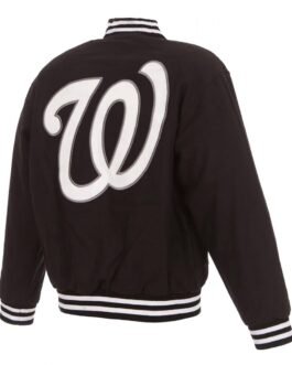 Washington Nationals Black Letterman Wool Jacket