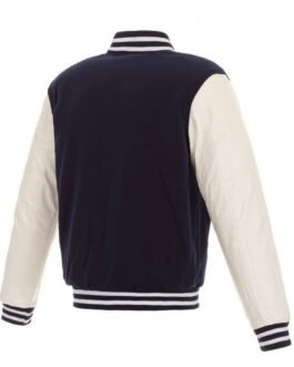 Washington Nationals Letterman Navy Blue and White Jacket
