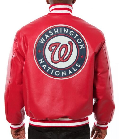 Washington Nationals Letterman Red Leather Jacket - Image 2