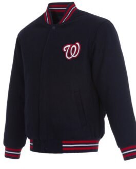 Varsity Washington Nationals Navy Blue Wool Jacket
