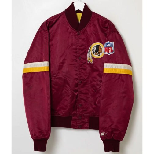Washington Redskins Striped Burgundy Satin Jacket - Image 3
