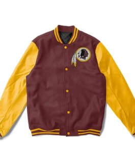 Washington Redskins Brown and Yellow Varsity Jacket