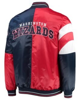 Washington Wizards Leader 75th Anniversary Navy Blue and Red Satin Jacket