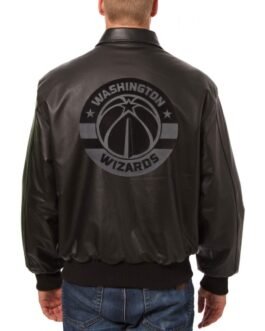Washington Wizards Black Printed Leather Jacket