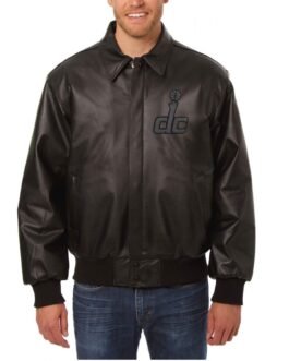 Washington Wizards Black Printed Leather Jacket