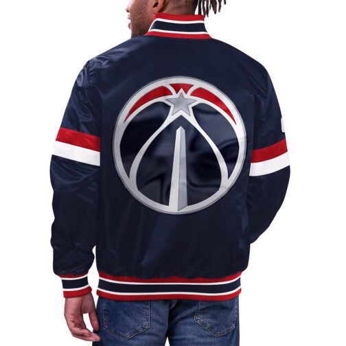 Washington Wizards Home Game Navy Satin Jacket - Image 4