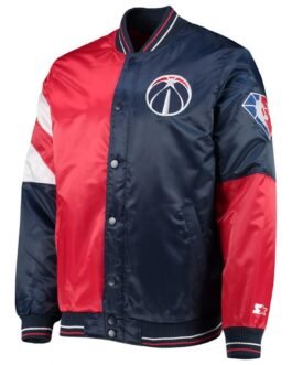 Washington Wizards Leader 75th Anniversary Navy Blue and Red Satin Jacket