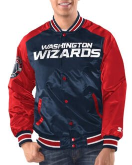 Navy/Red Washington Wizards Renegade Varsity Satin Jacket