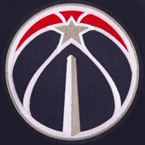 Washington Wizards Navy Blue and White Varsity Jacket - Image 3