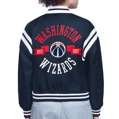 Washington Wizards Printed Logo Varsity Satin Jacket - Image 3