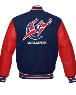 Washington Wizards Red and Blue Letterman Jacket