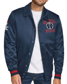 Washington Wizards Stitch Applique Navy Satin Jacket