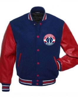 Washington Wizards Red and Blue Letterman Jacket