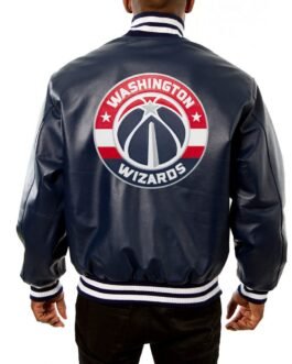 Varsity Washington Wizards Navy Blue Leather Jacket