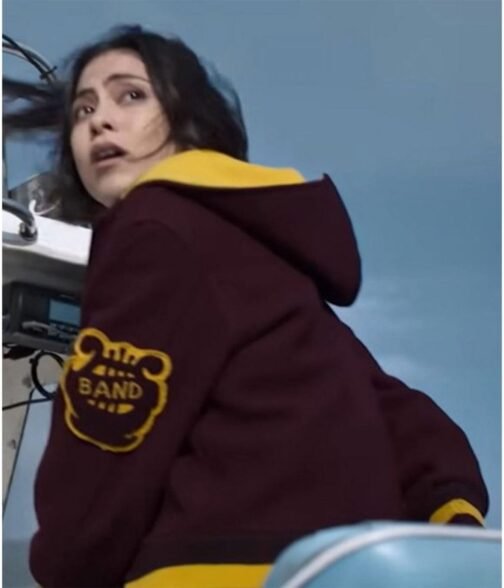 Wedding Season TV Show Katie Maroon Wool Hooded Jacket - Image 2