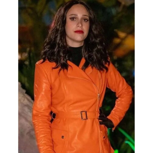 Werewolf by Night Laura Donnelly Tan Orange Leather Jacket - Image 10