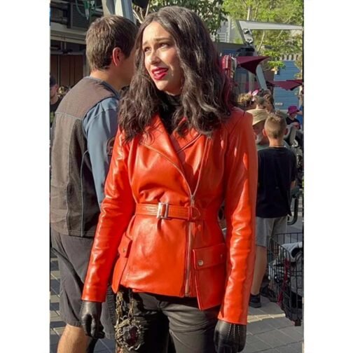 Werewolf by Night Laura Donnelly Tan Orange Leather Jacket - Image 5