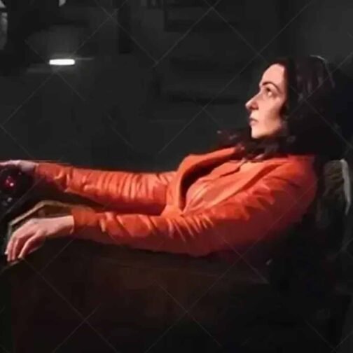 Werewolf by Night Laura Donnelly Tan Orange Leather Jacket - Image 8