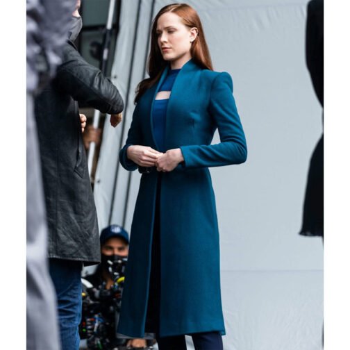 Westworld Season 4 Evan Rachel Wood Wool Blue Coat - Image 9