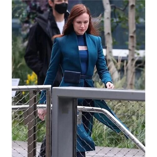 Westworld Season 4 Evan Rachel Wood Wool Blue Coat - Image 10