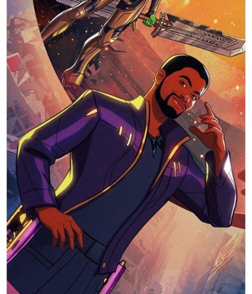Chadwick Boseman What If Purple Cotton Jacket - Image 2