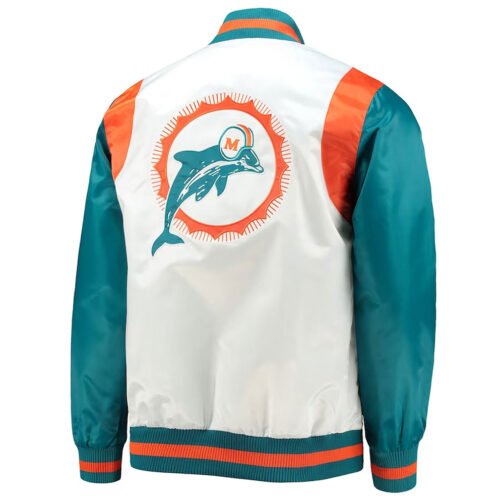 White/Aqua Miami Dolphins Retro The All-American Jacket - Image 2