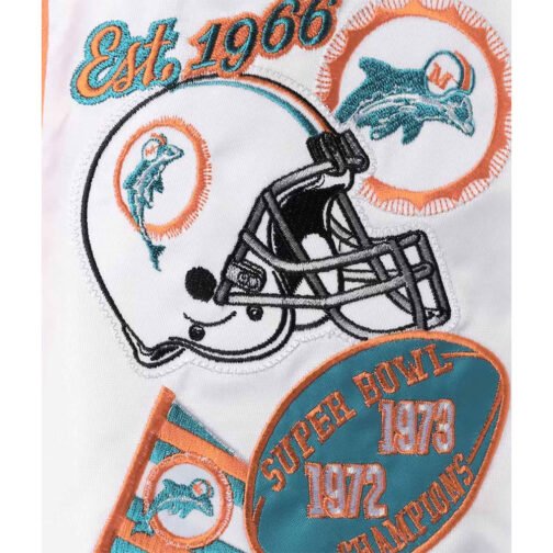 White/Aqua Miami Dolphins Retro The All-American Jacket - Image 4