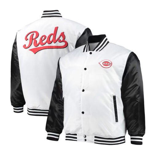 White/Black Cincinnati Reds Satin Jacket - Image 3