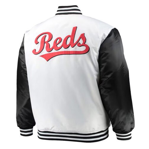White/Black Cincinnati Reds Satin Jacket - Image 2
