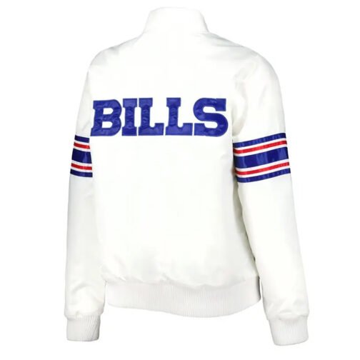 Buffalo Bills Line Up White Satin Jacket - Image 2