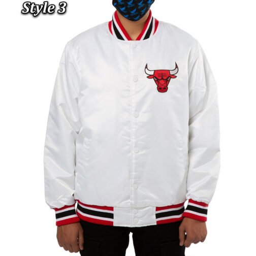 Chicago Bulls White Satin Jacket - Image 3