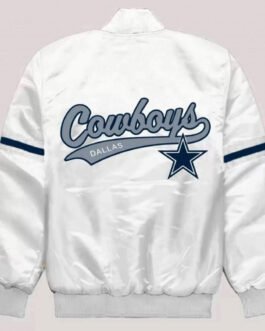 Dallas Cowboys White Bomber Satin Jacket