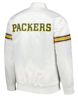Green Bay Packers The Power Forward Satin White Jacket