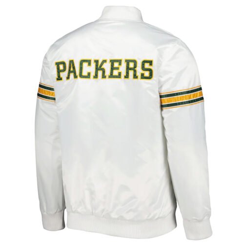 Green Bay Packers The Power Forward Satin White Jacket - Image 2
