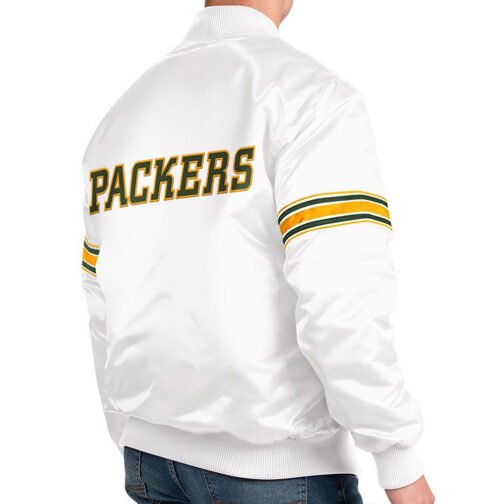 Green Bay Packers The Power Forward Satin White Jacket - Image 4