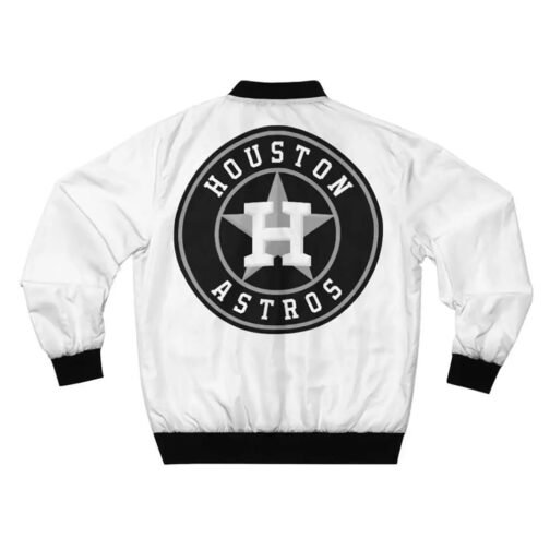 White Houston Astros Bomber Full-Zip Satin Jacket - Image 2