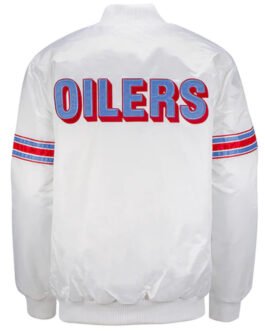 White Houston Oilers Retro Satin Jacket