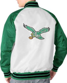 White/Kelly Green Philadelphia Eagles Clean Up Throwback Jacket