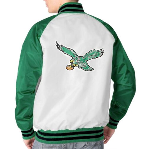 White/Kelly Green Philadelphia Eagles Clean Up Throwback Jacket - Image 2