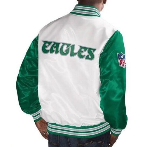 White/Kelly Green Philadelphia Eagles Legend Satin Jacket - Image 2