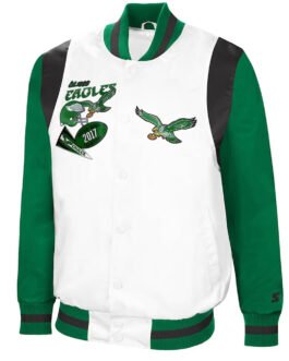 The All-American Retro Philadelphia Eagles White/Kelly Green Satin Jacket