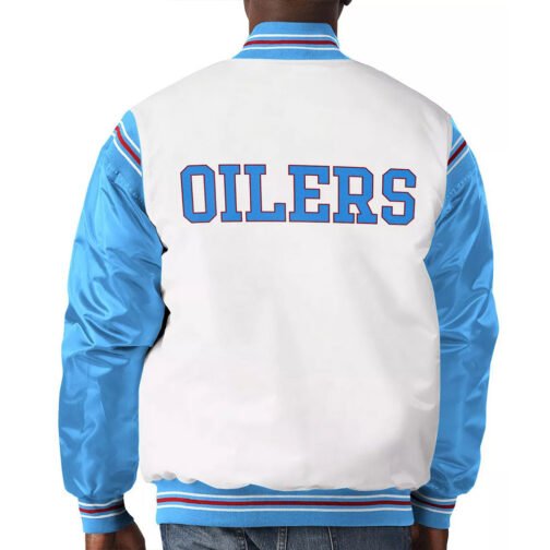 White/Light Blue Houston Oilers Historic Logo Renegade Jacket - Image 5