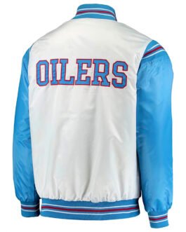 White/Light Blue Houston Oilers Historic Logo Renegade Jacket