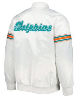 Miami Dolphins The Power Forward White Full-Snap Satin Jacket