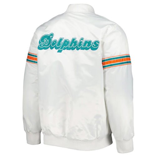 Miami Dolphins The Power Forward White Full-Snap Satin Jacket - Image 2