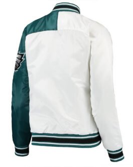 Philadelphia Eagles Hometown White/Midnight Green Satin Jacket