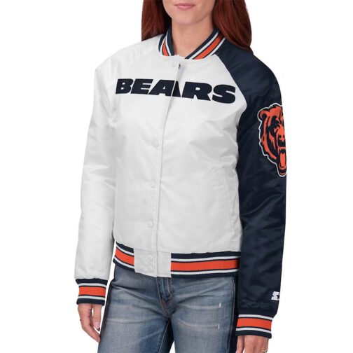 White/Navy Chicago Bears Hometown Satin Jacket - Image 3