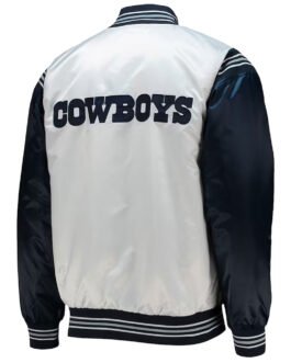 Dallas Cowboys Renegade Throwback White/Navy Satin Jacket