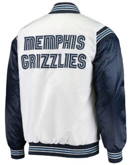 Memphis Grizzlies Renegade White/Navy Varsity Satin Jacket